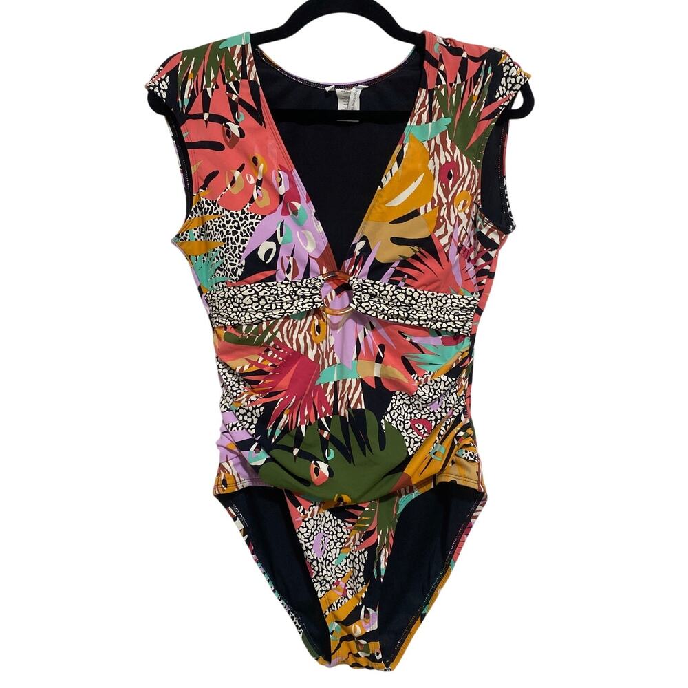 Bleu Rod Beattie Swimsuit Womens 8 Onepiece Floral Tropical Beach Resort Wear